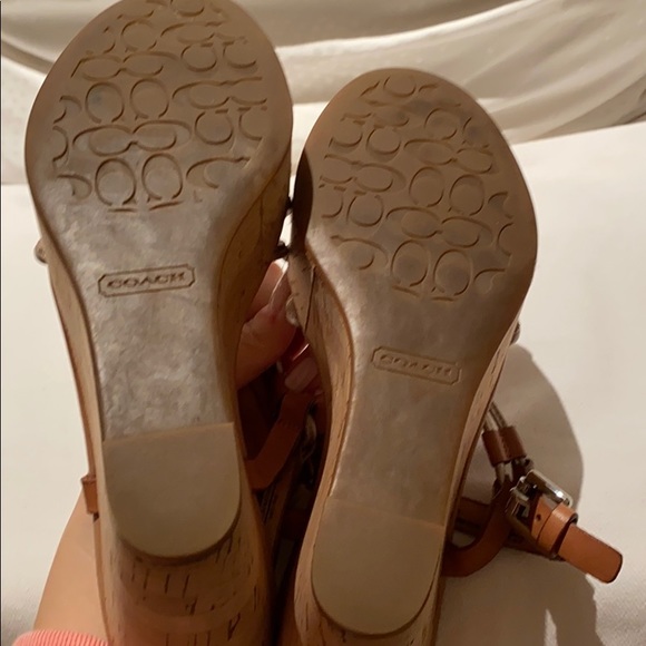 Gold Camel Brown Coach Wedges cork heel Size 7 - Picture 5 of 5
